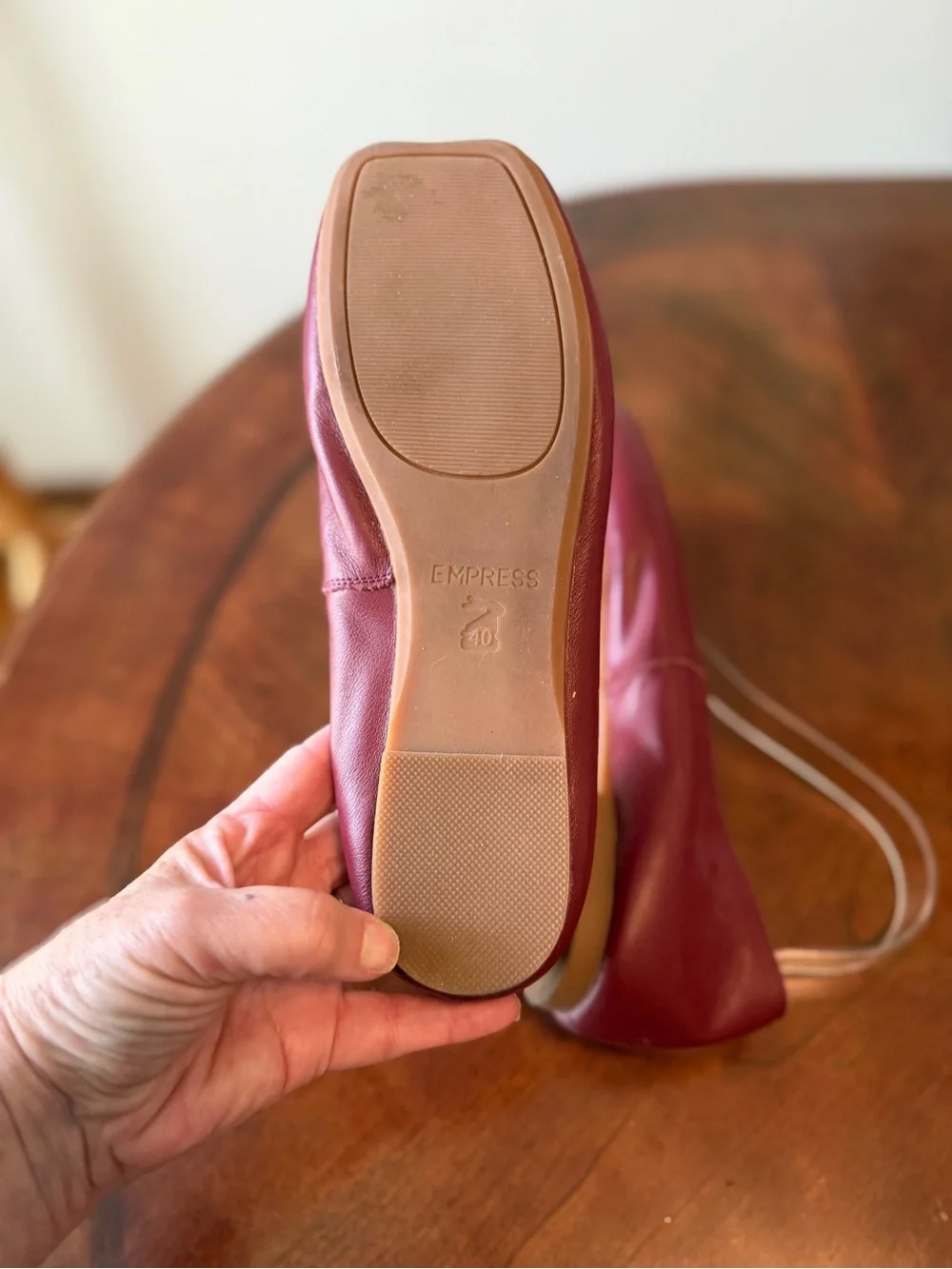 Empress Australia Square Toe Flats Burgundy EU 40 US 9-9.5 Lightweight Ballet